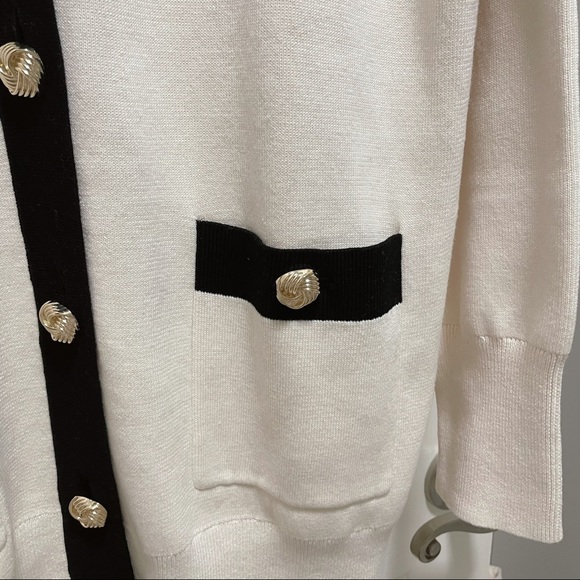 oversized gold button cardigan